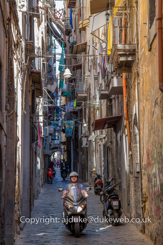 Narrow street in Naples, Italy